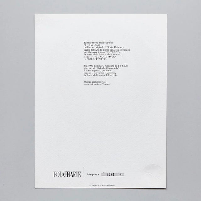 - Signed photolithography by Sonia Delaunay, 1979 - Stamped Photogravure reproduction of series by Bolaffiarte - Limited...