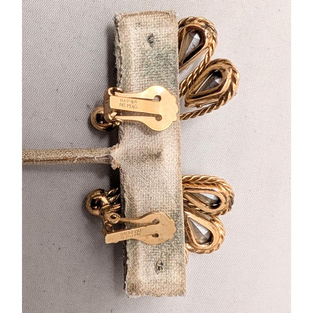 Metal Vintage 1960s Signed Napier Goldtone Aurora Borealis Clip Earrings-2 Pieces For Sale - Image 7 of 7