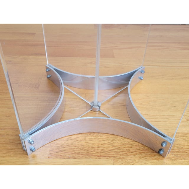 1970s Post Modern Lucite and Chrome Glass Top Coffee Table For Sale - Image 4 of 4