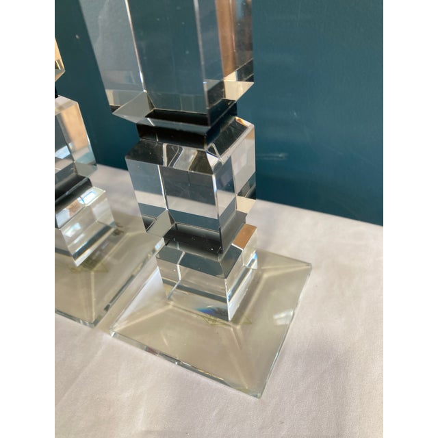 Late 20th Century Godinger Shannon Crystal Candlesticks – Set of 2 For Sale - Image 5 of 8