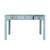 Worlds Away Matthew Izzo Home Gladys Light Blue Textured Linen Three Drawer Desk With Brass Hardware and Glass Top For Sale - Image 4 of 8
