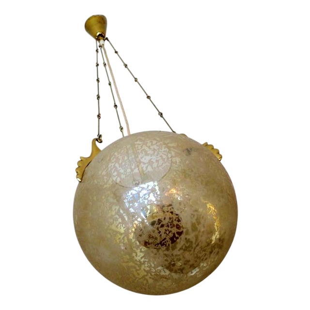 Frosted Glass and Brass Pendant Lamp from Doria Leuchten, 1970s For Sale