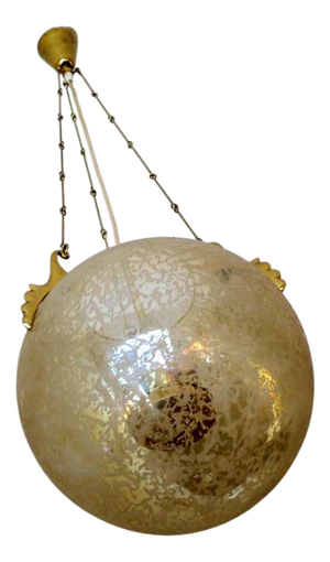 Frosted Glass and Brass Pendant Lamp from Doria Leuchten, 1970s