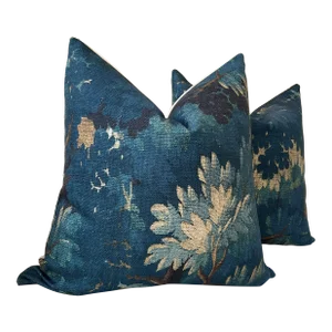 Dedar Schwarzwald in Bleu Nuit 22 Down-Filled Pillows - a Pair