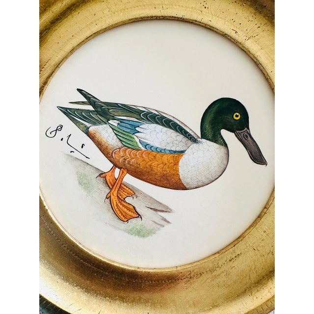 American Original Hand-Painted Mallard Miniature Painting in an Italian Vintage Frame For Sale - Image 3 of 3