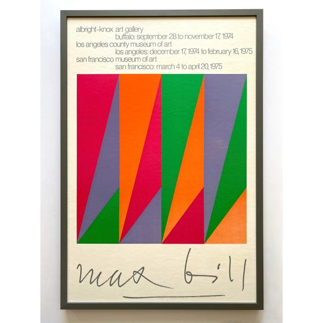 Max Bill Vintage 1974 Serigraph Silkscreen Print Framed Mid