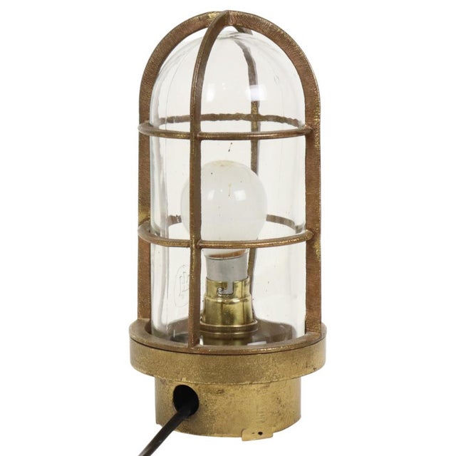 1950s Industrial Brass Ship Cage Lamp, Rotterdam, 1950s For Sale - Image 5 of 14