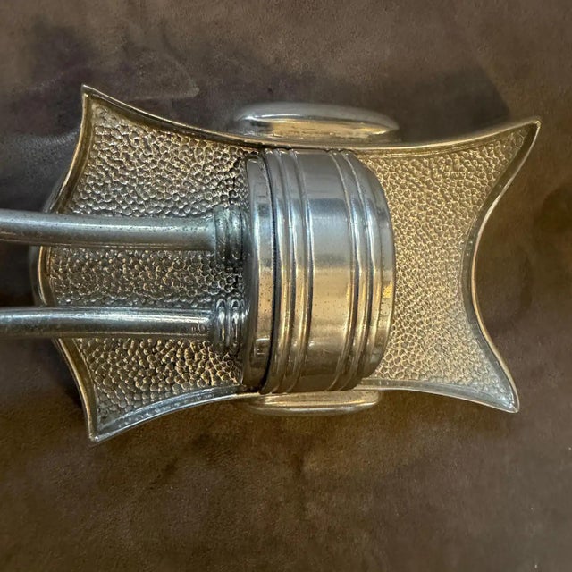 Pietro Chiesa 1950s Pietro Chiesa Style Mid-Century Art Deco Nickel Plated Brass Wall Sconces For Sale - Image 4 of 15
