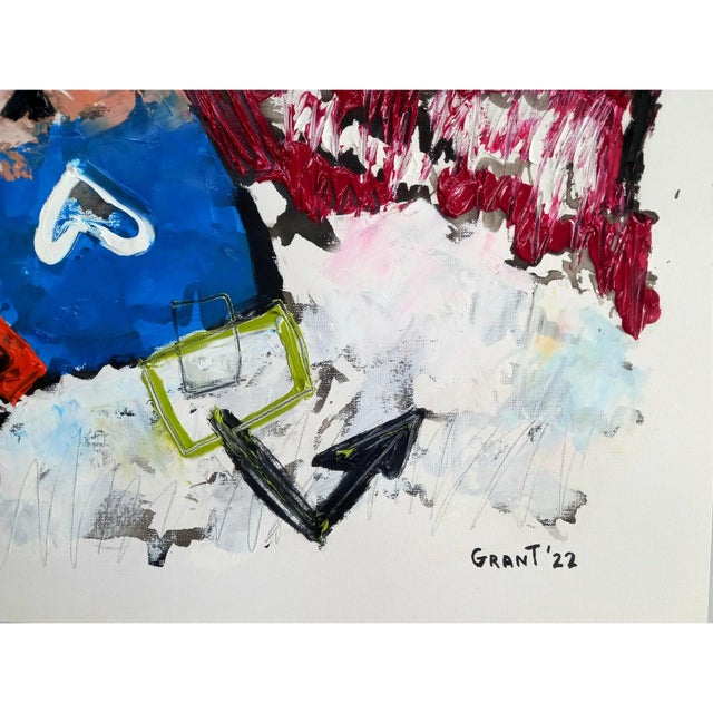 25.5" X 19.6" Contemporary Abstract Figurative Oil Painting, Unframed For Sale - Image 9 of 10