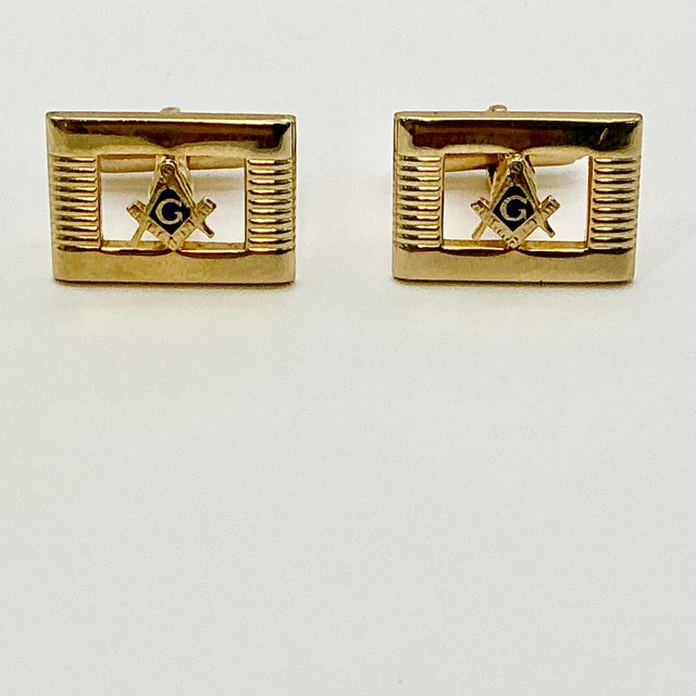 1950s Mid-Century Hollywood Regency Boho Chic “G” Initialed Cufflinks - A Pair. For Sale - Image 4 of 12