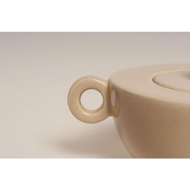 French Art Deco Taupe Ceramic Lidded Sugar Bowl by Jean Luce For Sale - Image 11 of 14
