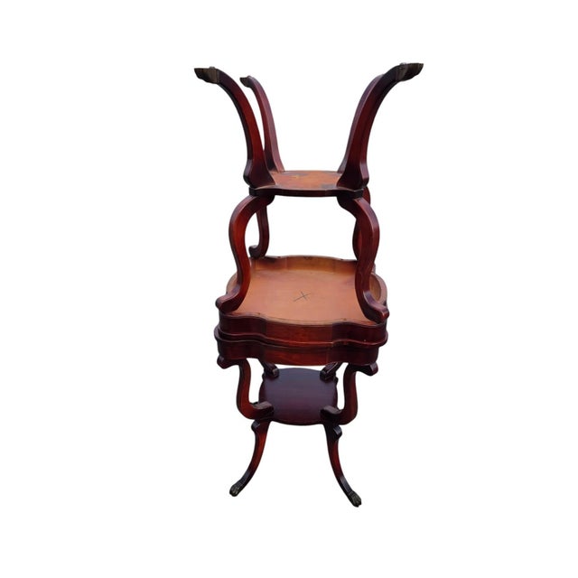 Brown Pair of 1940 Regency Style Leather Top Maple Wood Tables. For Sale - Image 8 of 13