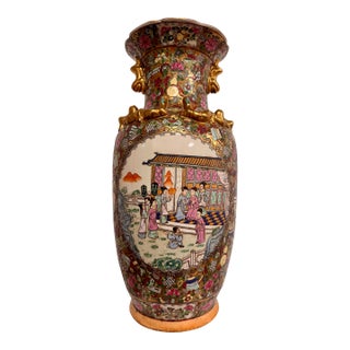 Large Vintage Chinese Famille Rose Style Porcelain Vase, Mid to Late 20th Century For Sale