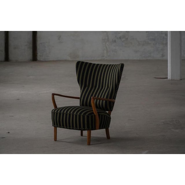 Mid-Century Modern Danish Wingback Lounge Chair in Oak by Viggo Boesen, 1950s For Sale - Image 17 of 18