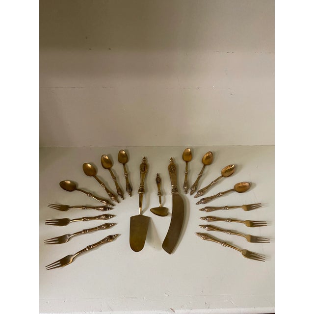 Vintage James Thailand Nickel Bronze Dessert Utensils with Elephant Heads- 19 Pieces For Sale - Image 13 of 13