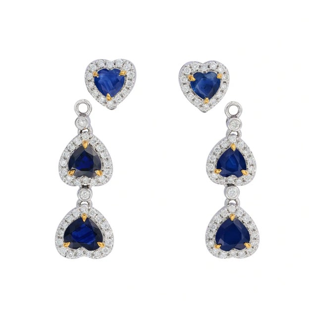Offering two elegant looks in one design, these convertible sapphire and diamond earrings transition effortlessly from day...