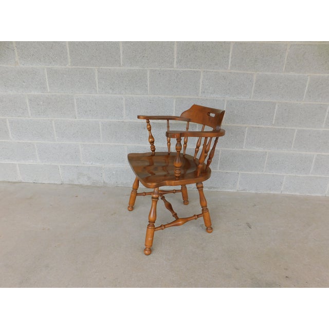 Wood Ethan Allen Heirloom Nutmeg Captain Windsor Arm Chair 10-6531 For Sale - Image 7 of 14