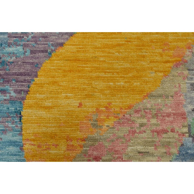 Blue Abstract Rug 9′ X 12’1” Multicolor Wool Contemporary Hand-Knotted Carpet For Sale - Image 8 of 12