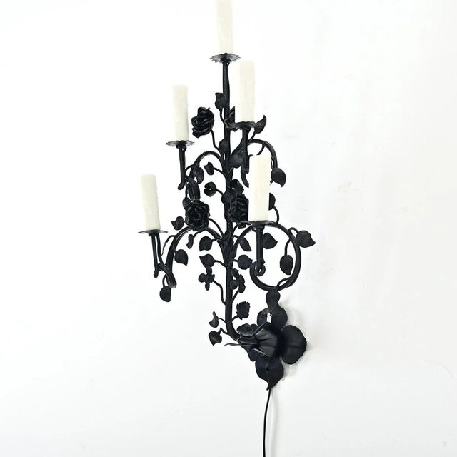 Metal French Early 20th Century Iron Wall Sconce For Sale - Image 7 of 9