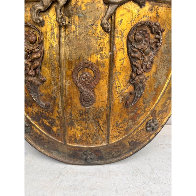 19th Century Brass Shield Shaped Griffin Wall Plaque For Sale - Image 4 of 7