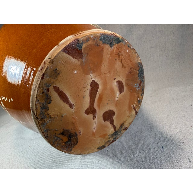 French Artisan Pottery Harvest Jug — Hand-Thrown Terracotta Glazed Vessel, 2003 Grape Harvest Commemorative For Sale - Image 11 of 16