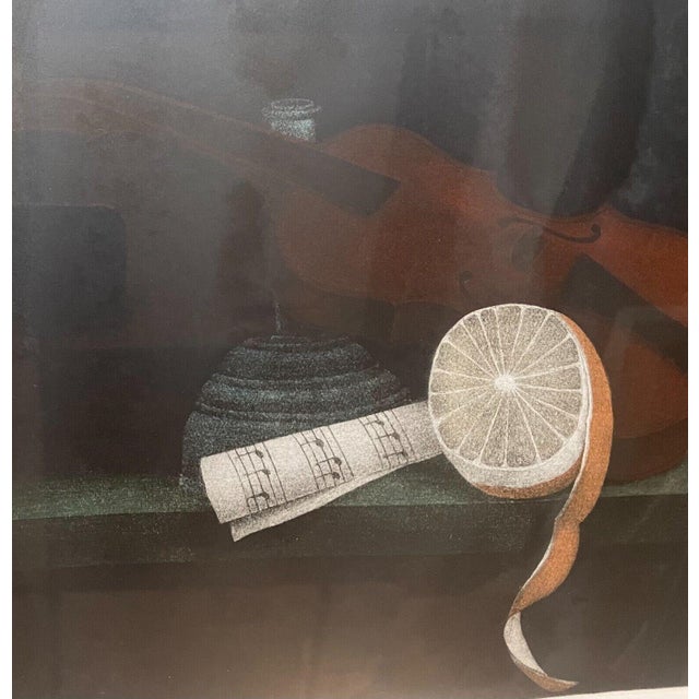 Original Tomoe Yokoi 'orange and Violin' Still Life Signed Ltd Ed Mezzotint For Sale - Image 10 of 11
