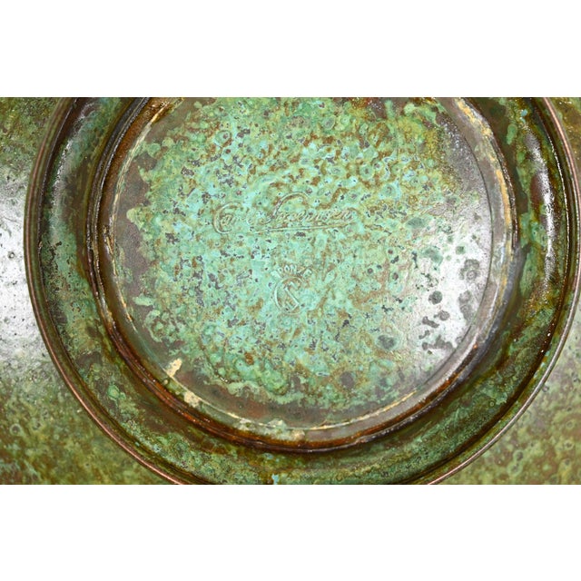 Verdigris Carl Sorensen Art Deco Verdigris Bronze Footed Centerpiece Bowl or Fruit Bowl For Sale - Image 8 of 10