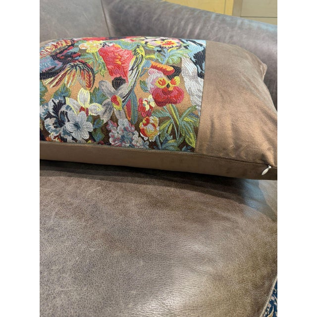 2020s Handmade Mocha Velvet Tropical Cushion Cover For Sale - Image 5 of 15