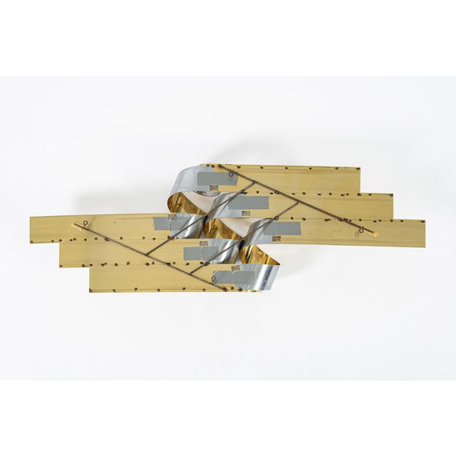 Large Vintage Mid Century Metal Ribbon Wall Art Sculpture by Curtis Jere 1980s For Sale - Image 10 of 11