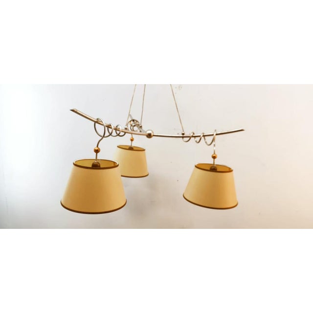 Metal and Parchment Suspension Light For Sale - Image 11 of 18