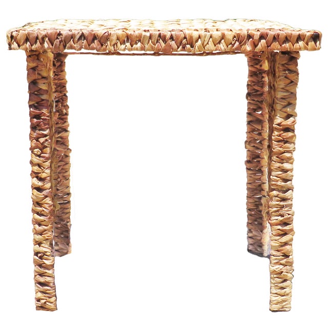 Mediterranean Woven Seagrass Accent Table For Sale - Image 3 of 4