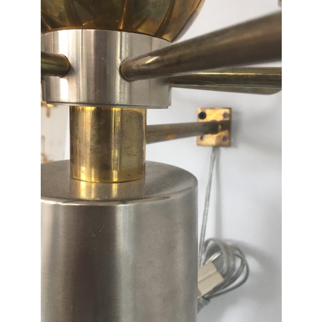 Gold Brass and Chrome French Two-Tone Sconces- a Pair For Sale - Image 8 of 13