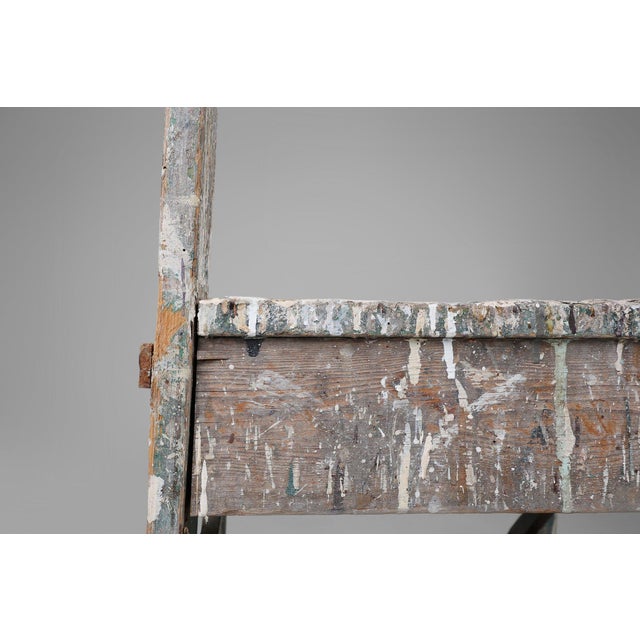 Industrial Rustic Stool with Patina, France, 1900s For Sale - Image 9 of 13