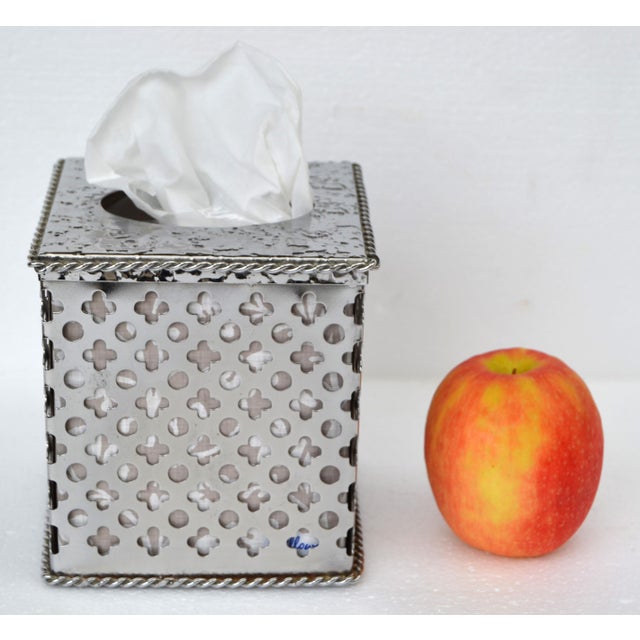 1980s Bohemian Handmade Embellished Cutout Steel Tissue Box Cover For Sale In Miami - Image 6 of 16