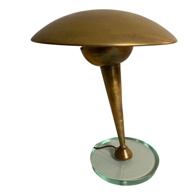 Crystal and Brass Table Lamp attributed to Pietro Chiesa for Fontana Arte, Italy, 1950s For Sale