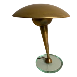Crystal and Brass Table Lamp attributed to Pietro Chiesa for Fontana Arte, Italy, 1950s