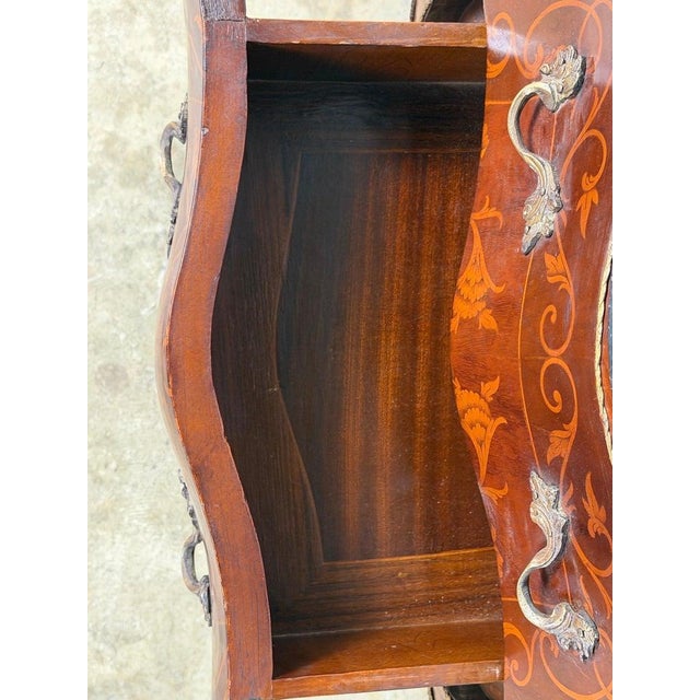 Pair of French Louis XV Style Bombe Nightstands - With Marble Tops For Sale - Image 18 of 18