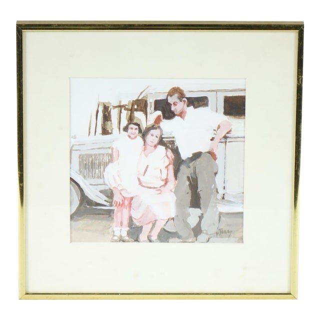 Late 20th Century Family Snapshot Original Acrylic Painting Signed For Sale