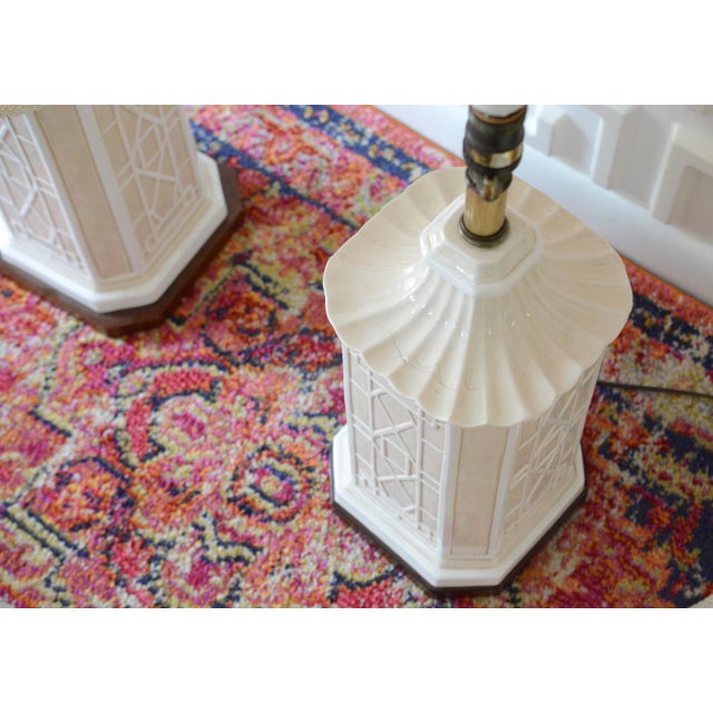 White Frederick Cooper Chinoiserie Table Lamps With ...