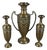 Vintage Triptych Vases with Amphora Silver Brass and Floral Embossment Roses, 1930s, Set of 2 For Sale