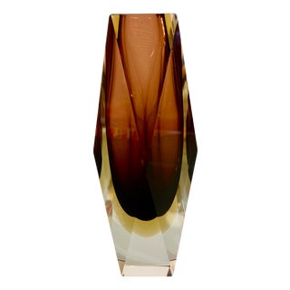 Faceted Murano Glass Vase attributed to Mandruzzato, Italy, 1960s For Sale
