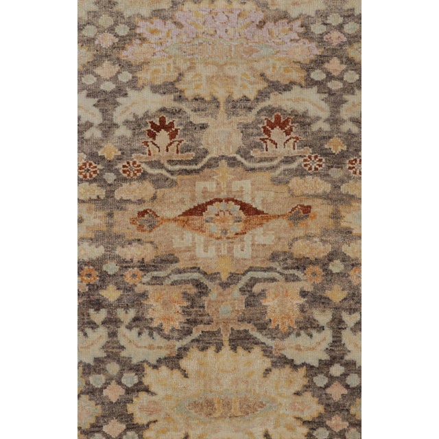 Rug & Kilim's Modern Classics Rug in Antique Brown, Gold, and Dusty Blue Floral Pattern For Sale In New York - Image 6 of 9