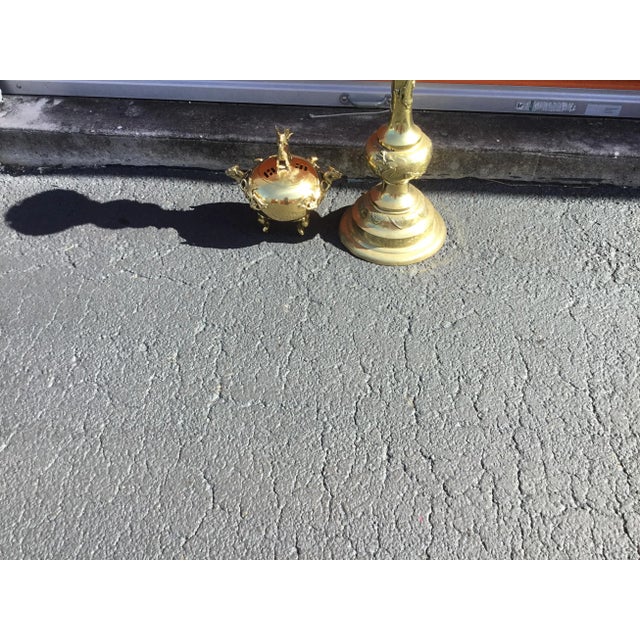 1940s Brass Two Piece Pedestal & Incense Burner For Sale - Image 5 of 13