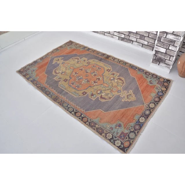 Handmade wool carpet in Turkish Anatolia , Vintage Oushak Rug,Turkish Vintage Anatolian Rug, Handmade wool Rug . One Of...
