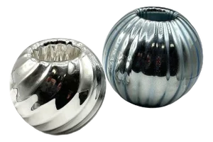 1930s Czechoslovakian Art Deco Cobalt Mercury Glass Round Ball Candlestick Holders , Pair