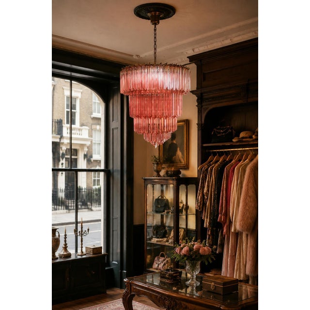 Pink Pink Murano Glass Chandelier, 1980s For Sale - Image 8 of 18