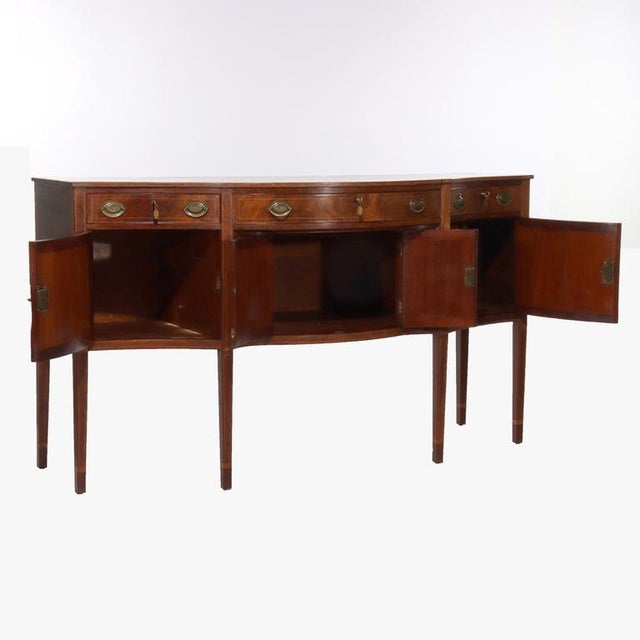 Antique Hepplewhite Flame Mahogany Sideboard With Satinwood Banding 19thC For Sale - Image 6 of 17