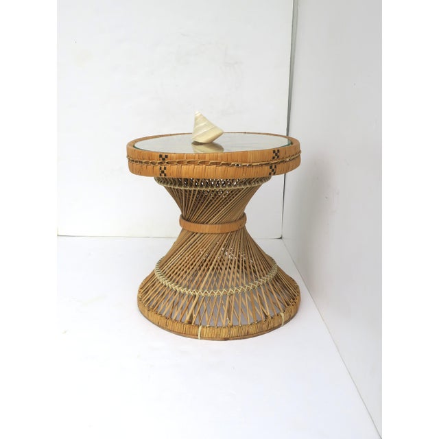 Wicker and Glass Side Drinks Table, Circa Mid-20th Century For Sale In New York - Image 6 of 9