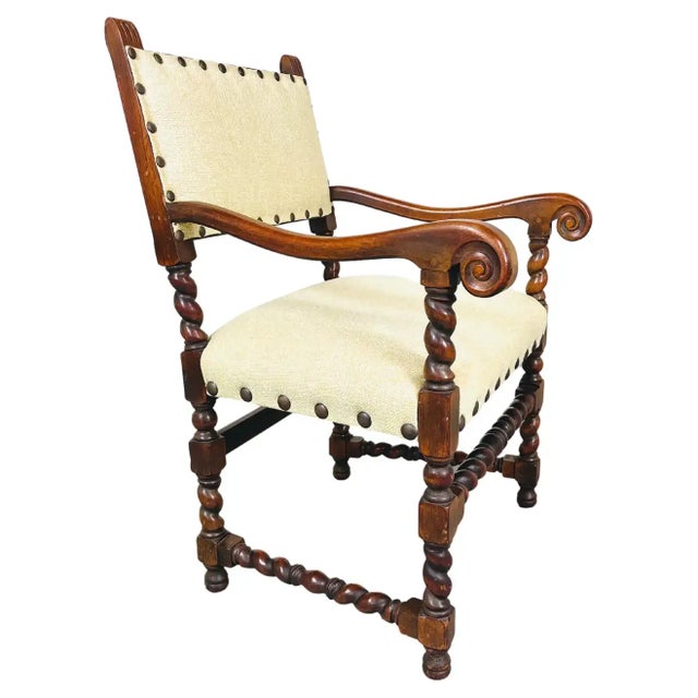 Early 19th Century Jacobean Walnut Barley Twist Arm Chair by Kittinger 19th Century For Sale - Image 5 of 11
