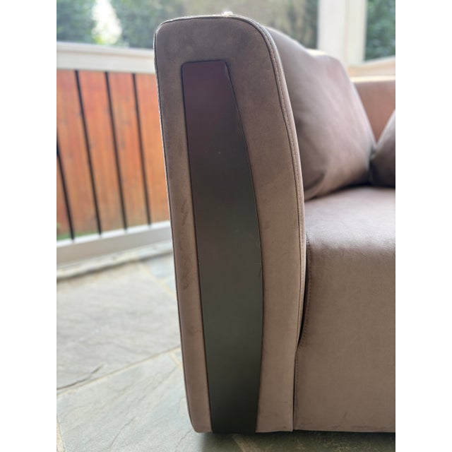 2010s Suede Armchair in the Style of Minotti’s Suitcase Collection For Sale - Image 5 of 12